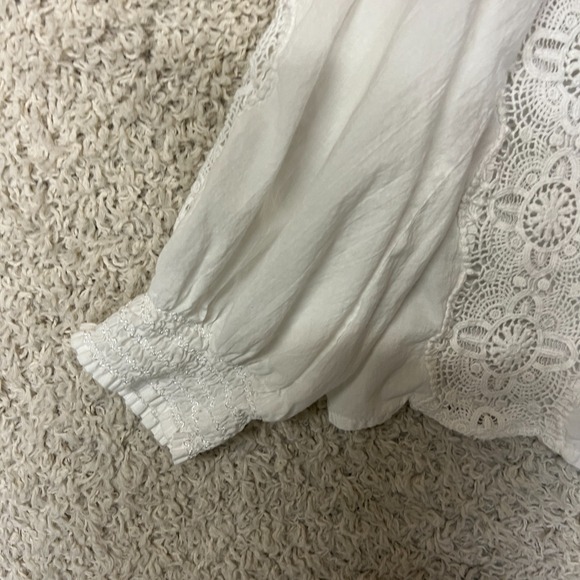 Jennifer & Grace Blouse Womens 2X White Boho Embroidered Minimal Peasant - Picture 5 of 8